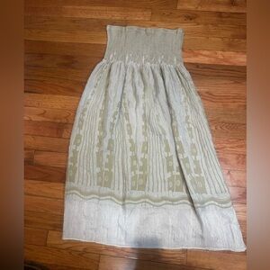 Lapis Anthropologie Dress Beige Smocked Strapless OS‎ Resortwear Boho Shimmer